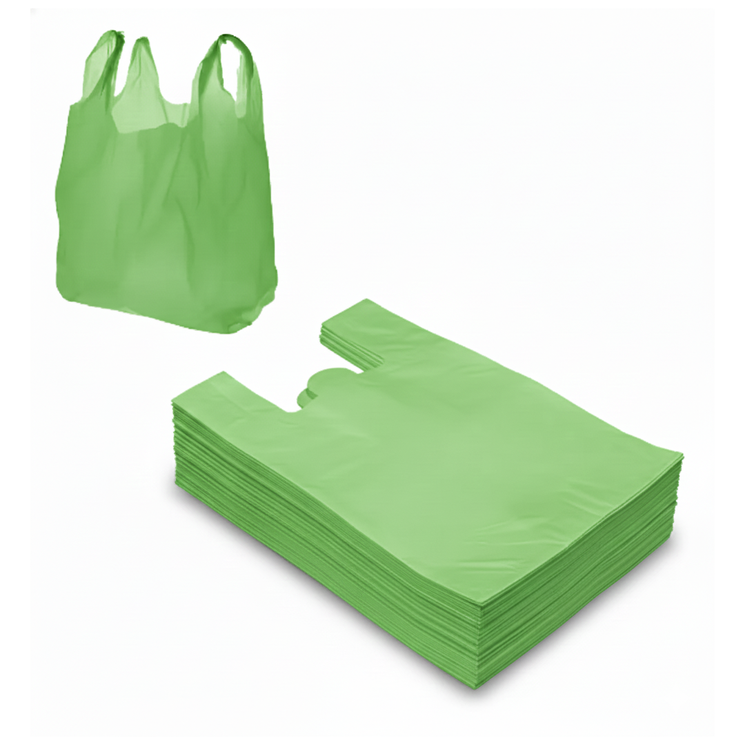 Sacolas plásticas recicladas reforçadas em diversos tamanhos para comércio